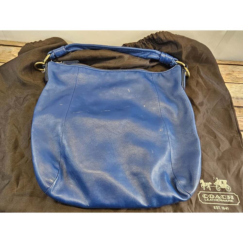 coach purse no B 1069 14783 Blue Leather front snap pocket top handle chic boho - Picture 5 of 10